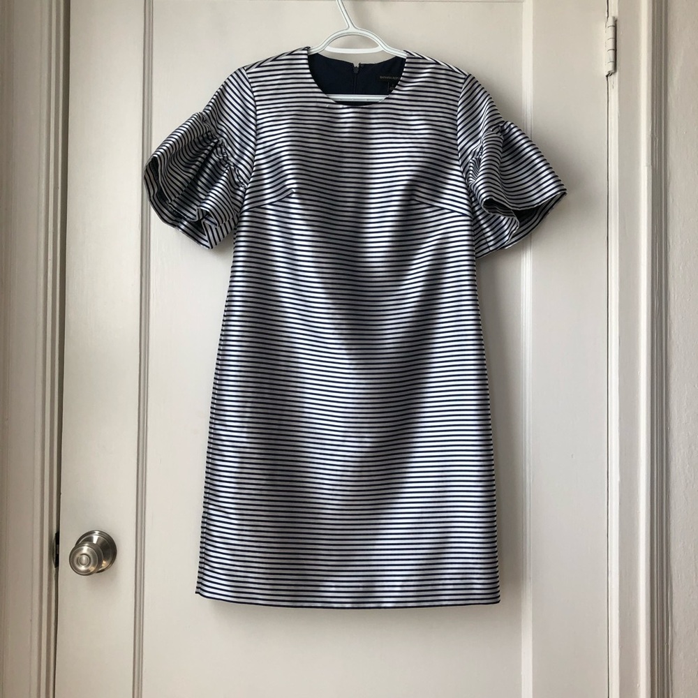 Banana Republic striped ruffle sleeve dress